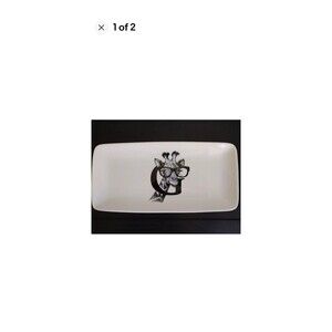 Williams Sonoma Rory Dobner Genius Giraffe Ivory Ceramic Serving Tray Initial G